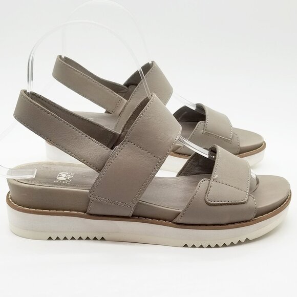 Eileen Fisher Kale Sandals 6.5 Velcro Strap Platform Moon Beige Taupe Gray $207 - Picture 5 of 16